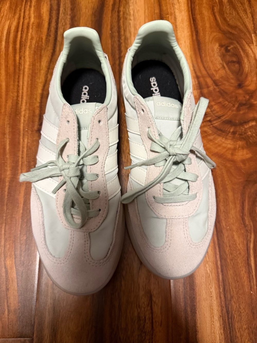 adidas Mint Green and Light Pink Low-Top Sneakers